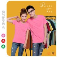Áo thun trơn màu hồng dâu phông unisex basic nam nữ cổ tròn thun cotton 4 chiều mềm mịn ATTHD  SG - Size M