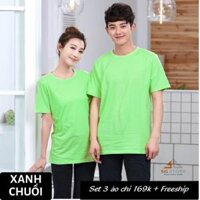 Áo thun trơn màu xanh chuối phông unisex basic nam nữ cổ tròn thun cotton 4 chiều mềm mịn ATTXC  SG - Size XXL