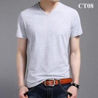 Áo thun trơn nam cổ tim hàng VNXK nhiều màu thời trang - Xám,S   45kg - 52kg