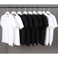 Áo Thun Trơn Nam Nữ Dày Dặn Cổ Tròn Tay Ngắn, HT 1990 100% cotton dày, mềm mịn, thoáng mát, áo thun trắng đen nam nữ
