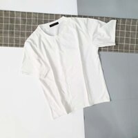 Áo Thun Trơn Nữ Có Size Tay Ngắn Màu Trắng
