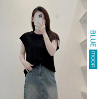 Áo thun trơn nữ tay hến cổ tròn sát nách dáng rộng ba lỗ Hàn Quốc BLUEMODA 210
