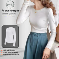 Áo thun trơn nữ trắng dài tay dáng ôm cổ tròn Homieyl cao cấp, áo phông nữ cotton đẹp HL235