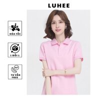 Áo thun trơn polo nam nữ màu hồng phấn cổ bẻ tay ngắn vải lacooste 4 chiều cao cấp–Nhận in thêu đồng phục theo yêu cầu