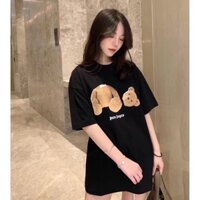 Áo thun trơn tay lỡ MICO nữ nam dáng Unisex form rộng Palm Angels gấu cute