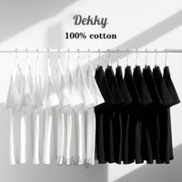 Áo Thun Trơn Trắng Đen Nam Nữ Form Rộng Unisex Cotton 100% Co Dãn 4 Chiều Dekky