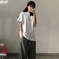 Áo thun trơn unisex form rộng tay lỡ ulzzang 2024, Áo phông nữ oversize trơn màu đen trắng NELY học sinh đi chơi đi học