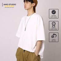 Áo Thun Trơn Unisex tay lỡ 100% Cotton Form Rộng Vải Dày [AMO]