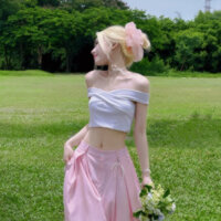 Áo thun trơn xoắn trễ vai Gemma.closet