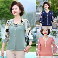Áo thun trung niên tay lỡ, Áo cho mẹ u40 u50, Chất liệu thun da cá cao cấp, Kiểu dáng sang trọng Lịch sự