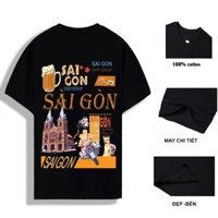 Áo thun UNDER Sài Gòn, áo phông Unisex tay lỡ oversize form rộng, chất liệu cotton in hình Sài Gòn, Nhật Duy Store