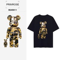 Áo Thun Unisex BearBrick BAPE Camo Shark Yellow Thiết Kế - Tshirt Unisex Nam Nữ Basic BearBrick Màu Trắng Đen Form Rộng