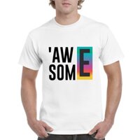 Áo thun unisex Creco 100% cotton Mỹ in "awesome"