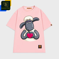 Áo thun unisex cừu Shaun the sheep thả tim chu môi vui nhộn sheep shirt BND324