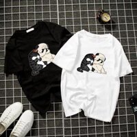 Áo thun unisex form rộng mèo hoàng thượng và chó pug vải dày mịn 2019T2130 - Size S