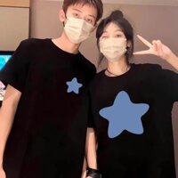 Áo thun unisex form rộng tay lỡ nam nữ NGÔI SAO vải cotton dày dặn, co giãn COUPLE NA