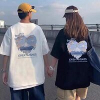 Áo thun unisex form rộng tay lỡ nam nữ TIM NÚI vải cotton dày dặn, co giãn COUPLE UT TA