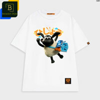 Áo thun unisex hình cừu Shaun the Sheep mang túi chéo vui nhộn Sheep shirt áo thun form rộng
