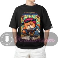 Áo Thun Unisex mèo 𝐌𝐀𝐎 𝐃𝐀𝐈 𝐍𝐇𝐀𝐍 - Form Rộng Oversize Tay Lỡ Nam Nữ - Đen - Cotton 4 Chiều - 96Tailor - CAT01
