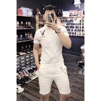 Áo thun unisex ngắn tay cổ sơmi màu trắng nam nữ đều mặc được
