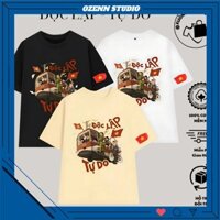 Áo Thun UNISEX OVERSIZE Form Rộng In Hình Tranh Vẽ Việt Nam Độc Lập Tự Do Chất Cotton Mềm Mịn VN08
