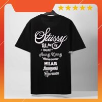 Áo thun unisex Stussy Word.Tour, form rộng cao cấp, chất Cotton thoáng mát cho nam nữ, đủ tag