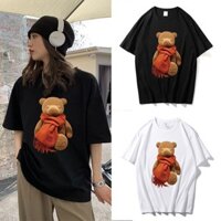 Áo Thun Unisex Tay Lỡ Bear - Áo Phông Cotton Hình Con Gấu - Áo Freesize Nam Nữ Có Thể Mặc Được - FreeshipXtra Toàn Quốc
