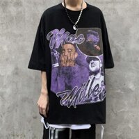 Áo thun unisex tay lỡ dáng rộng in hình rapper phong cách Hip Hop đường phố cho nam và nữ MT14