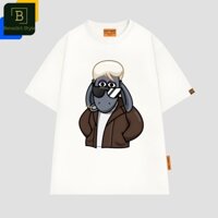 Áo thun unisex tay lỡ in hình Cừu đeo kính mát ngặm tăm xỉa răng ánh mắt vui nhộn Shaun the Sheep shirt BND822