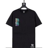 Áo thun unisex tay ngắn cổ tròn TQUARTZ màu đen in họa tiết vải cotton co giãn