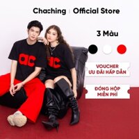 Áo Thun Unisex Thêu Hoạ Tiết Chữ AC Bông Xù ChaChing, Áo Phông Nam Nữ Form Oversize Vải Thun Cotton Co Giãn 2 Chiều