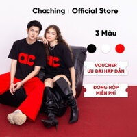 Áo Thun Unisex Thêu Hoạ Tiết Chữ AC Bông Xù ChaChing, Áo Phông Nam Nữ Form Oversize Vải Thun Cotton Co Giãn 2 Chiều -