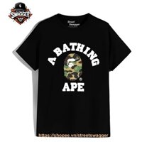 Áo Thun Unisex xuất Mỹ Store Baby Smile BAPE Graphic Print T Shirt Black