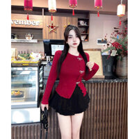 ÁO THUN VẠT CHÉO 3 NƠ DÀI TAY - HÀNG QC CAO CẤP