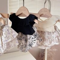 Áo thun Vest hoa thời trang cho bé gái sơ sinh + Bộ đồ Hakama hoa