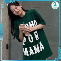 Áo thun xanh lá hot hit form unisex rộng in chữ Hecho Por Mama, Áo đôi hot nhất năm nay cho các cặp đôi couple