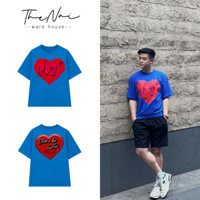 Áo Thun Xanh UNISEX THE NAI "Red Heart Light" 100% Cotton 250gsm