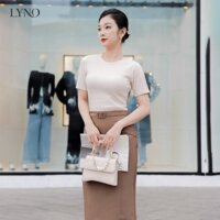 Áo thun xốp sọc dọc LYNO phom ôm, cổ tròn, độ co giãn tốt_AB0338