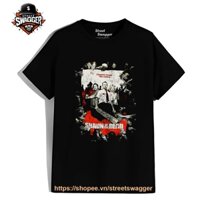 Áo Thun Xuất Mỹ Unisex Fright Rags Shaun Of The Dead Poster T Shirt, BLACK