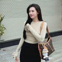 Áo Thun Zip Croptop Dài Tay Đính Hoa Hồng, Thời Trang, Dễ Mặc, Phong Cách, NM023470