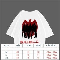 Áo thun nam cao cấp Agents of SHIELD Silhouette Logo MAVEL ZEE FORM UNISEX RỘNG CỔ TRÒN TAY LỠ  40 -70kg MAV202111025