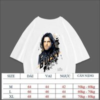 Áo thun trắng Infinity War Bucky Barnes MAVEL ZEE FORM UNISEX RỘNG CỔ TRÒN TAY LỠ  40 -70kg MAV202111090