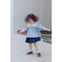 Áo thuỷ thủ hoa nhí xanh