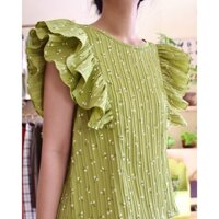 Áo Tiên - Áo kiểu nữ tay cánh tiên 2 tầng bèo họa tiết hoa nhí xinh xắn - Lerther