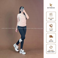 Áo titleist cổ tròn MÀU DA , quần legging logo nai MÀU ĐEN LOGO TRẮNG [hình thật shop chụp] Eothon60