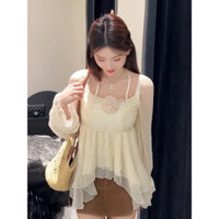 áo tơ điệu dáng bồng, áo tơ đuôi cá lơ hoa