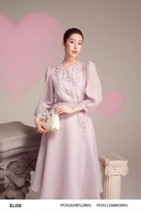 ÁO TƠ TÍM NHẠT ĐÍNH HOA NGỰC