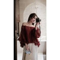 Áo Tơ Trễ Vai Tay Phồng, Áo Trễ Vai Tiểu Thư Thân Có Lót Sang Chảnh Che Khuyết Điểm_Lazy có bigsize