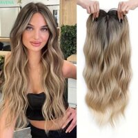 Áo Toppers Tóc Tổng Hợp AVENA, Kẹp Tóc Ombre Topper Tóc Có Nổ Tóc, Phần Mở Rộng Tóc 22 Inch Tự Nhiên Top Đóng Cửa Tóc Bìa Tóc Trắng & Đường Dây Tóc
