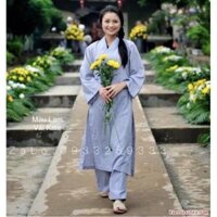 Áo Tràng Đi Chùa  Nam Nữ  Áo Khoác - Lam Kate,Size M- 32kí Trở Lại